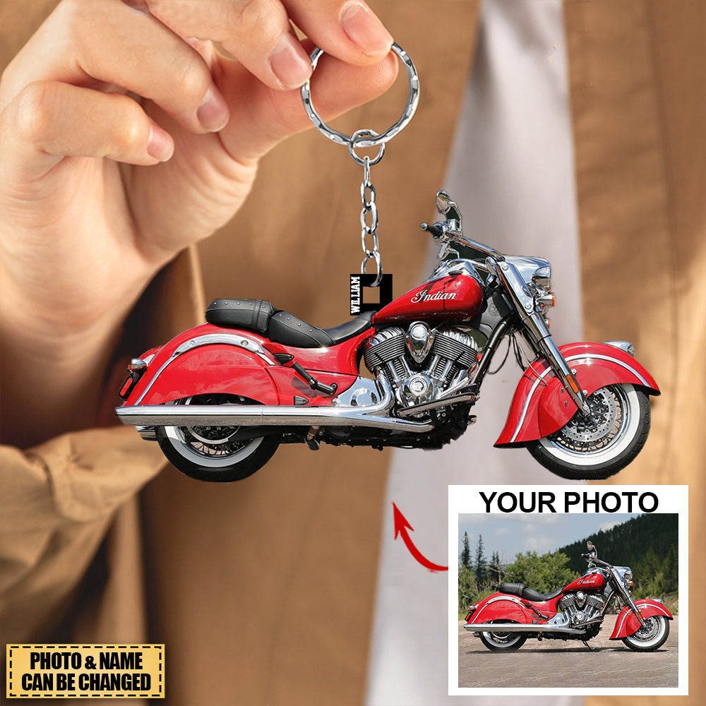 Personalized Motocycle Acrylic Keychain -Great Gift Idea For Motocycle/Biker/Racer- Custom Your Photo