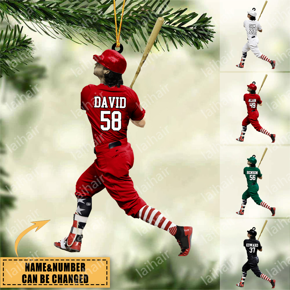 Personalized Baseball Player Christmas Ornament -Great Gift Idea For Baseball Lovers