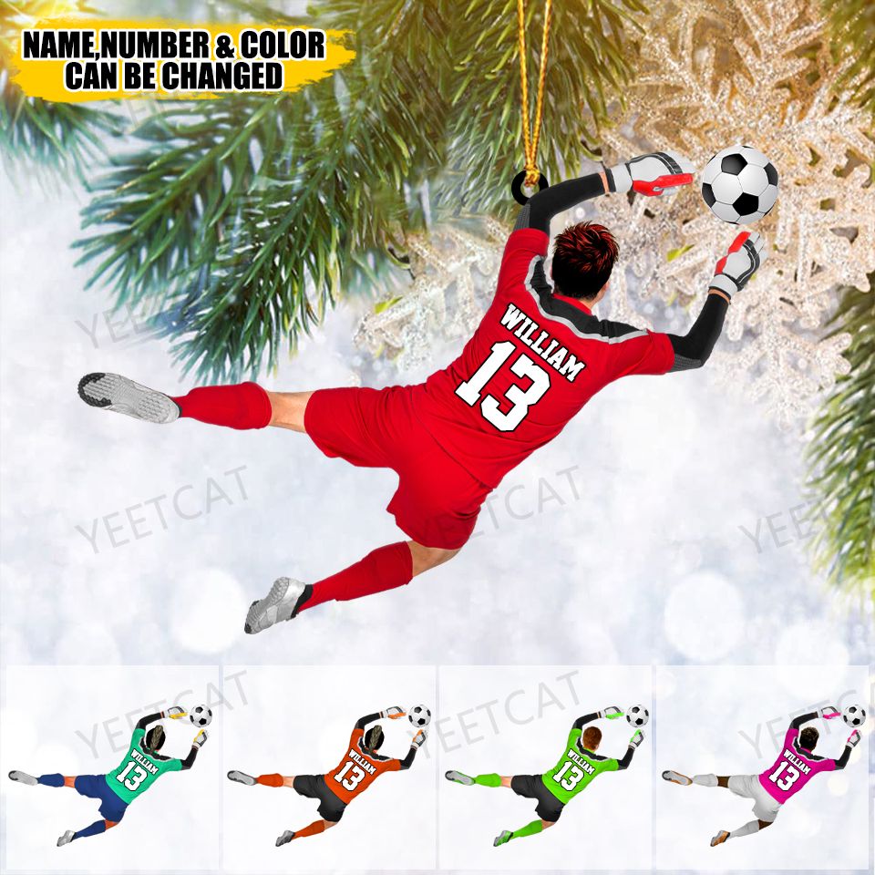Custom Personalized Soccer Goalie / Goalkeeper Christmas Ornament