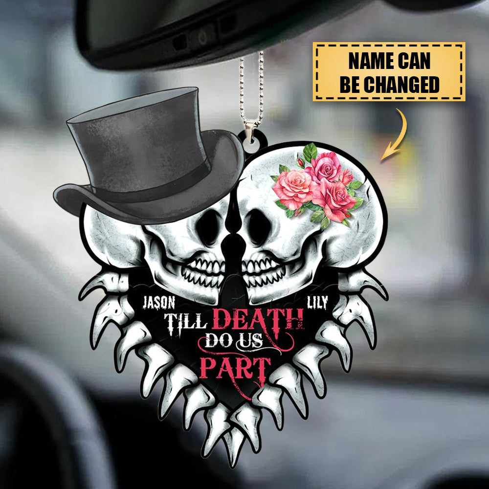Skull Couple Till Death Do Us Part, Personalized Car Hanging Ornament