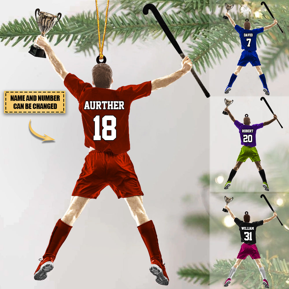 Personalized Male/Boy Hockey/Field Hockey Christmas Ornament, Gift For Hockey Lovers