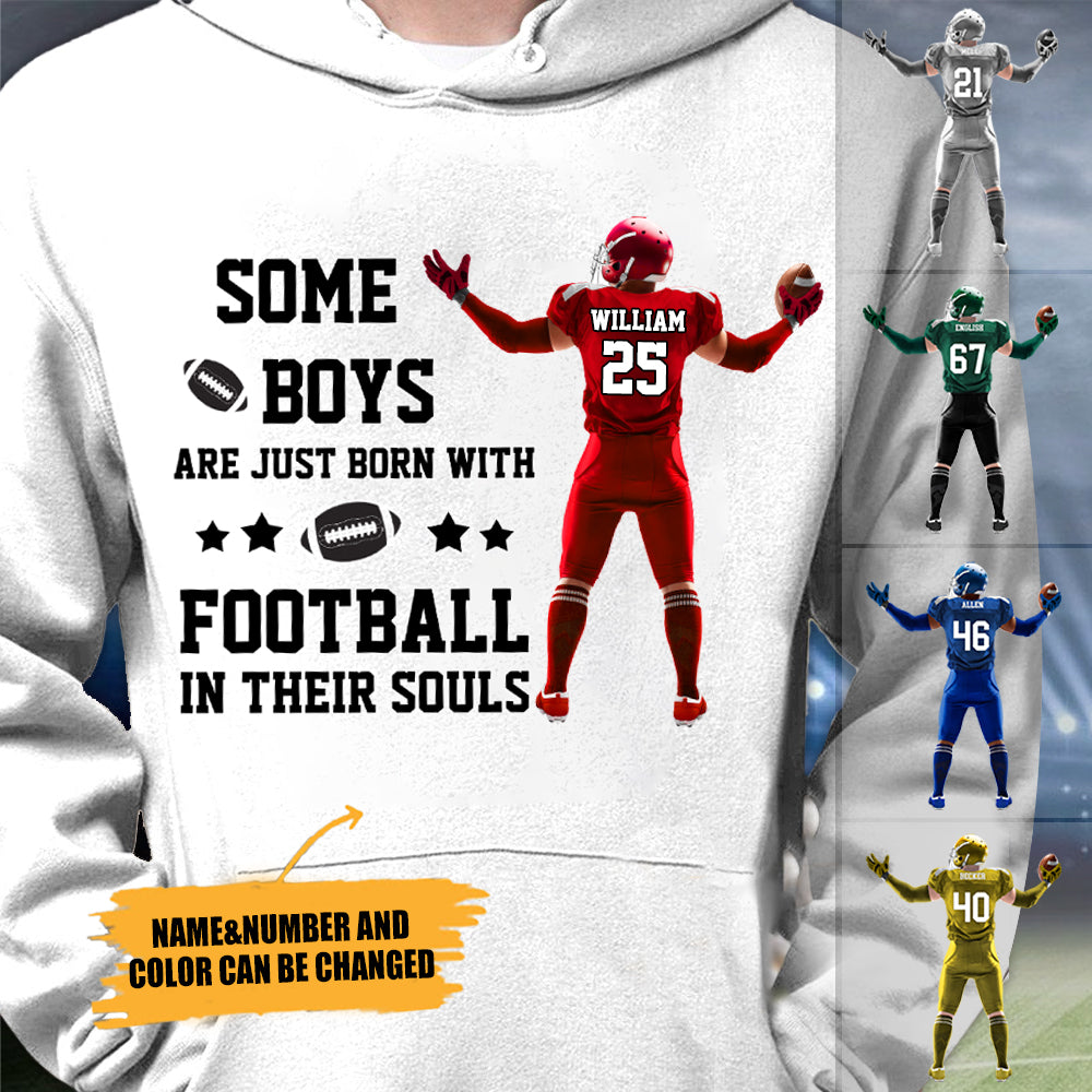 Personalized Some Boys Are Just Born With American Football In their Souls All Over Print Hoodie
