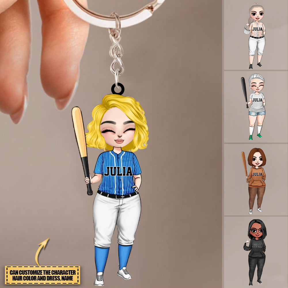 Personalized Mom Player Baseball Acrylic Keychain