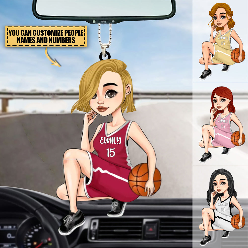 Custom Personalized Basketball Girl Car Hang Ornament