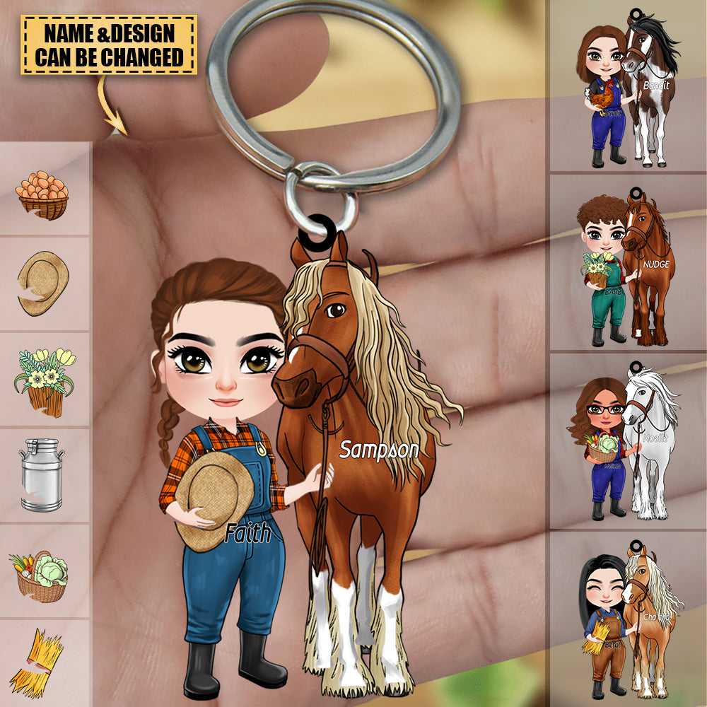 Personalized Horse Girl Acrylic Flat Keychain