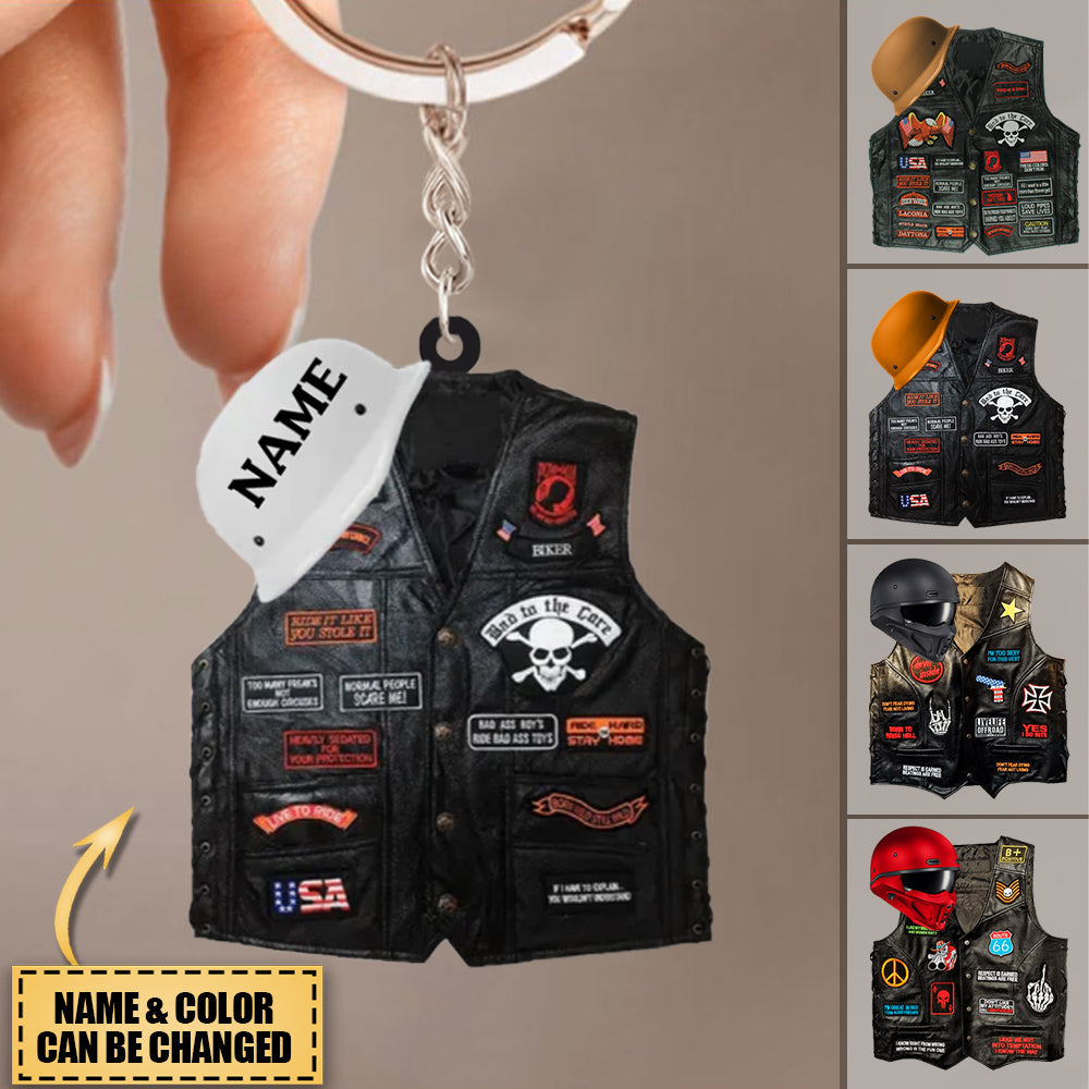 Biker Jacket, Personalized Acrylic Keychain For Motorcycle/Bike Lovers