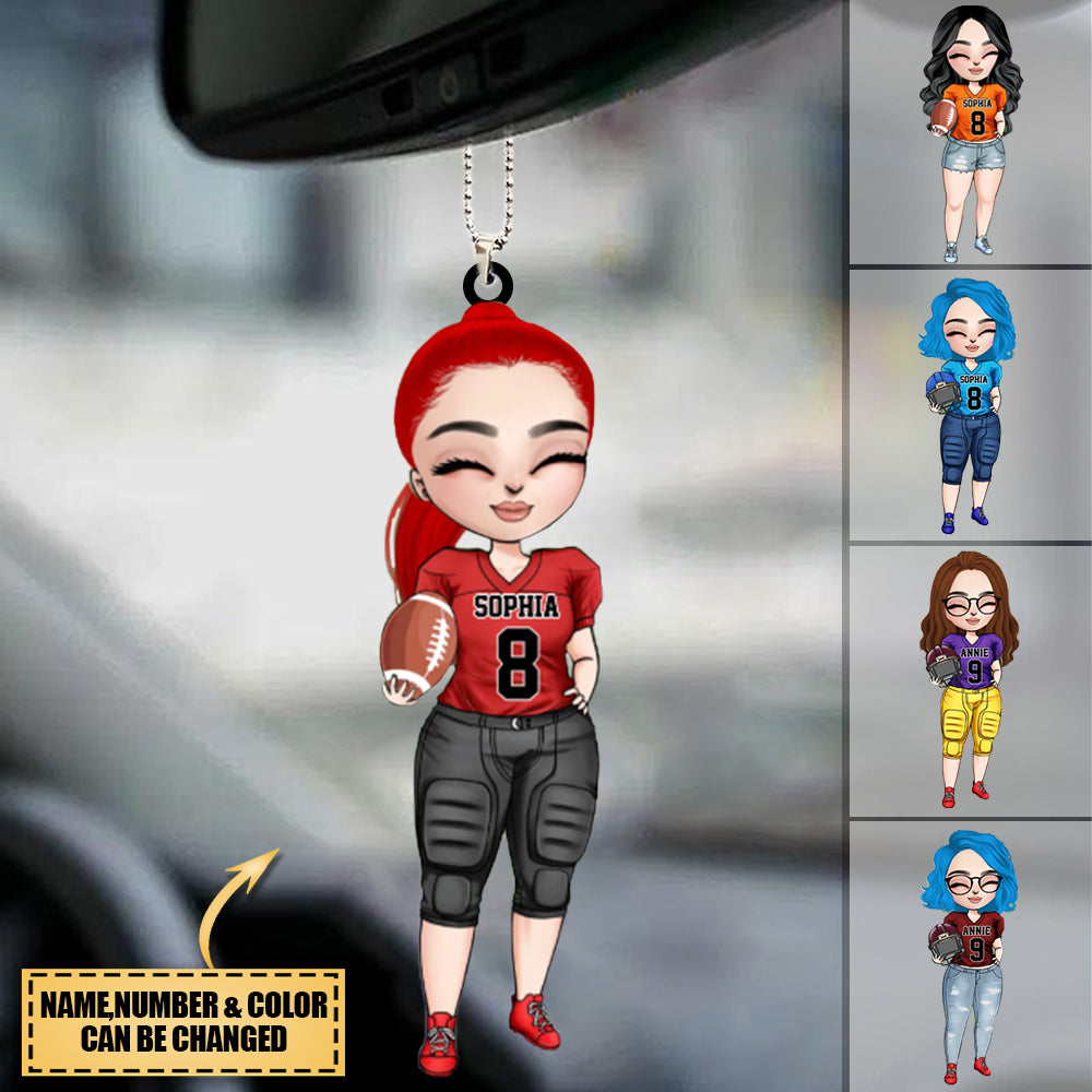 Personalized American FootBall Girl Car Hanging Ornament - Gift Idea For American FootBall Lovers/Players