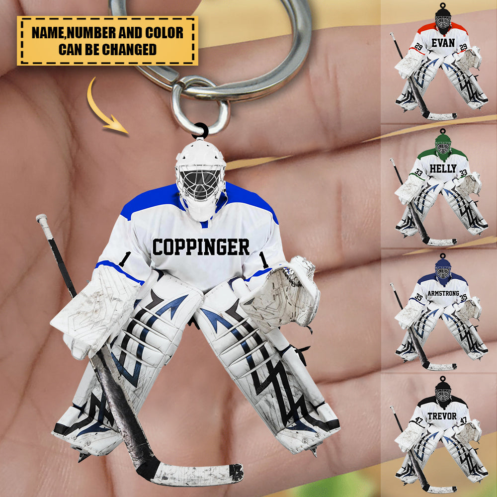 Personalized Hockey Goalie Acrylic Keychain, Gift For Gift For Hockey Players