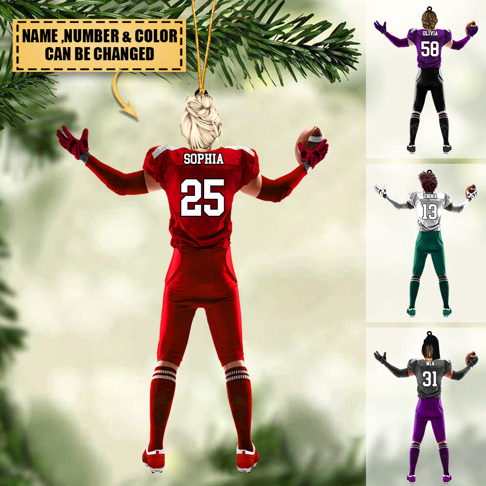 Personalized Female/Girl American Football Acrylic Ornament Christmas-Girl Version