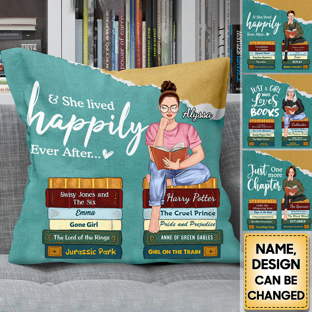 Girl Reading Book - Custom Book Titles, Personalized PILLOW/Pillow case-Great Gift Idea For Book Lovers