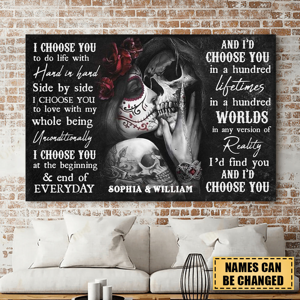 SUGAR SKULL POSTER - GIFTS FOR COUPLES - PERSONALIZED CANVAS