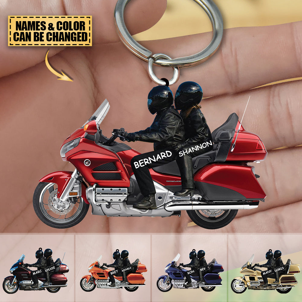 New Release Personalized Biker Couple Gold Wing Motorcycle- PERSONALIZED Acrylic/Stainless Steel  Keychain