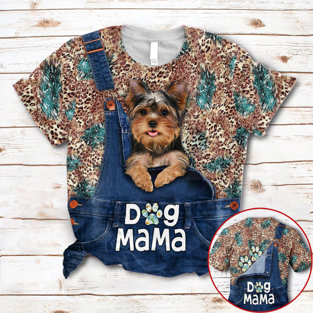 Dog Mama Western Leopard 3D All Over Print T-Shirt