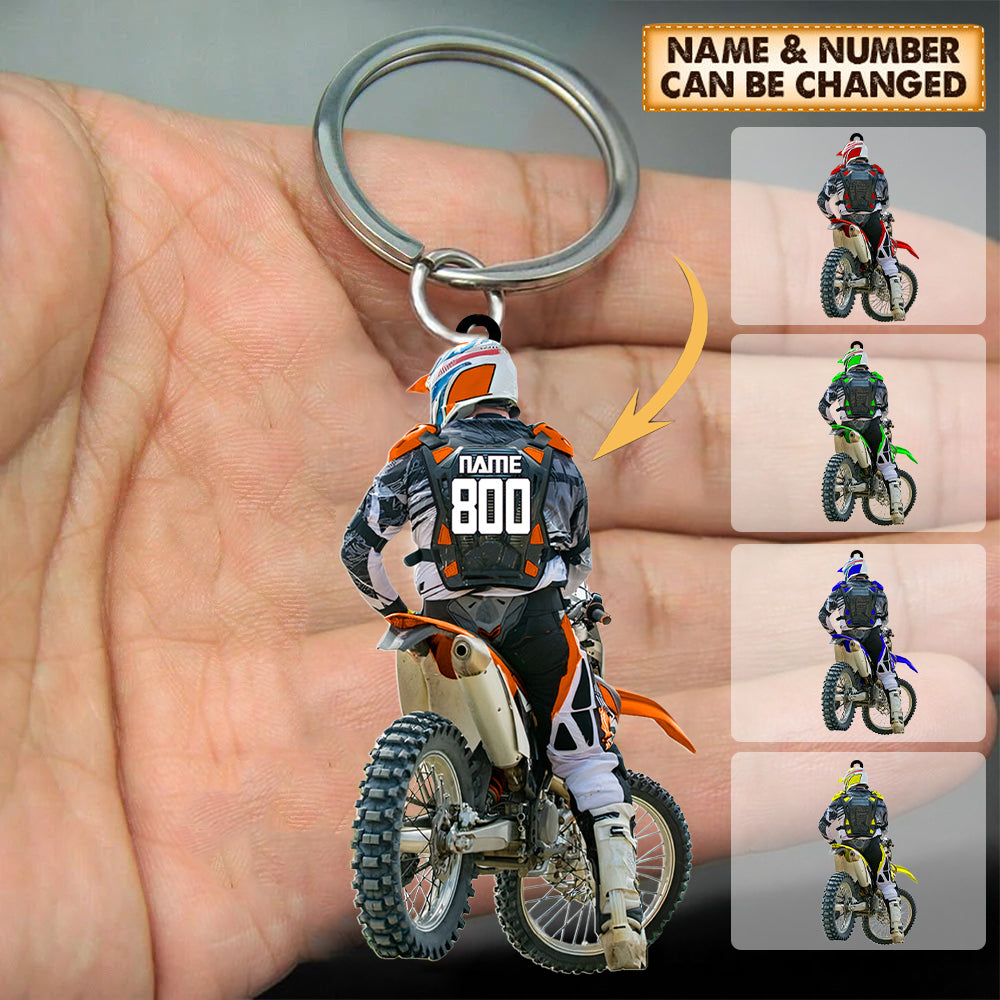 Personalized Motocross Racer Acrylic Keychain